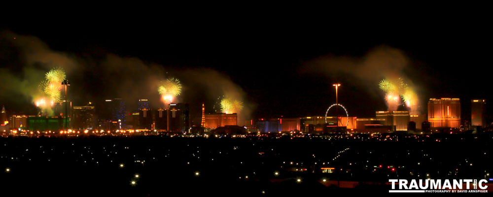 Both my last picture of the year for 2014 and my first picture of the year for 2015.  The New Years Eve fireworks on the strip in Las Vegas.