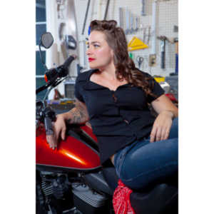 Jamie's pinup shoot with her great motorcycle.