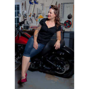 Jamie's pinup shoot with her great motorcycle.