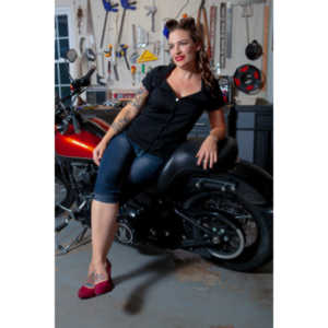 Jamie's pinup shoot with her great motorcycle.
