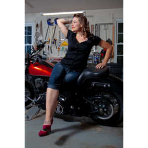 Jamie's pinup shoot with her great motorcycle.