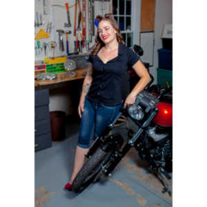 Jamie's pinup shoot with her great motorcycle.