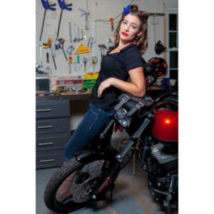 Jamie's pinup shoot with her great motorcycle.