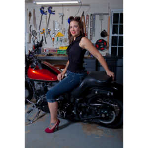 Jamie's pinup shoot with her great motorcycle.