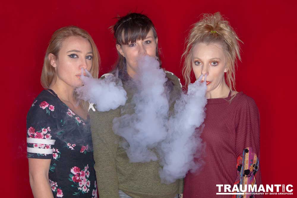 Austin asked if she and Mary could come over with their friend Kat and do a quick shoot with a Vaping theme.  Here's what we were able to do on short notice.