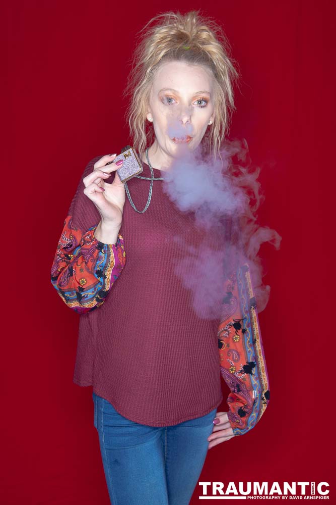 Austin asked if she and Mary could come over with their friend Kat and do a quick shoot with a Vaping theme.  Here's what we were able to do on short notice.