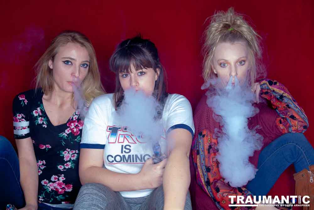 Austin asked if she and Mary could come over with their friend Kat and do a quick shoot with a Vaping theme.  Here's what we were able to do on short notice.