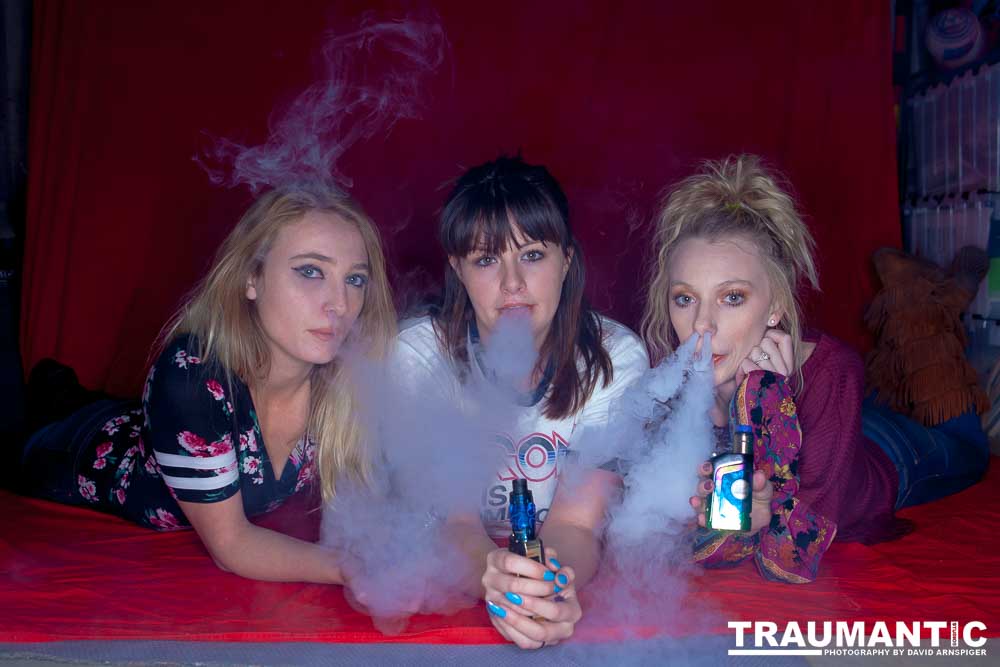 Austin asked if she and Mary could come over with their friend Kat and do a quick shoot with a Vaping theme.  Here's what we were able to do on short notice.