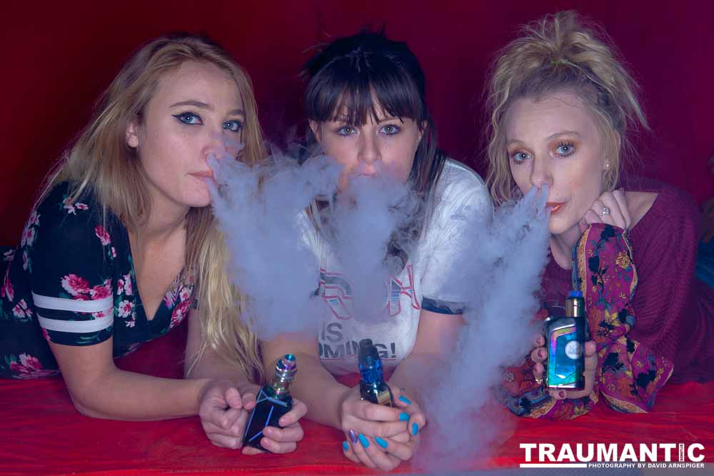 Austin asked if she and Mary could come over with their friend Kat and do a quick shoot with a Vaping theme.  Here's what we were able to do on short notice.