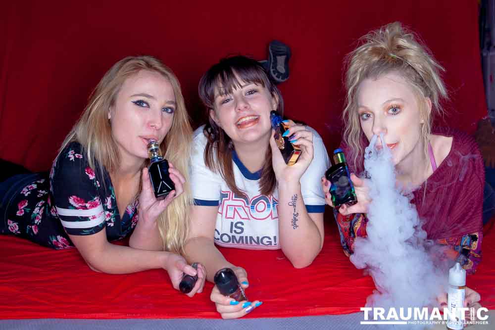 Austin asked if she and Mary could come over with their friend Kat and do a quick shoot with a Vaping theme.  Here's what we were able to do on short notice.