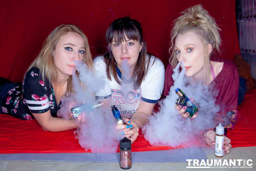 Austin asked if she and Mary could come over with their friend Kat and do a quick shoot with a Vaping theme.  Here's what we were able to do on short notice.