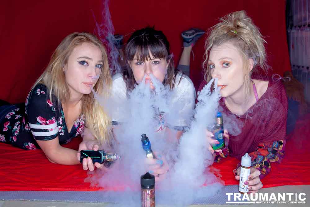 Austin asked if she and Mary could come over with their friend Kat and do a quick shoot with a Vaping theme.  Here's what we were able to do on short notice.