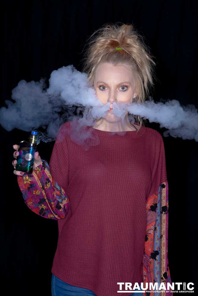 Austin asked if she and Mary could come over with their friend Kat and do a quick shoot with a Vaping theme.  Here's what we were able to do on short notice.