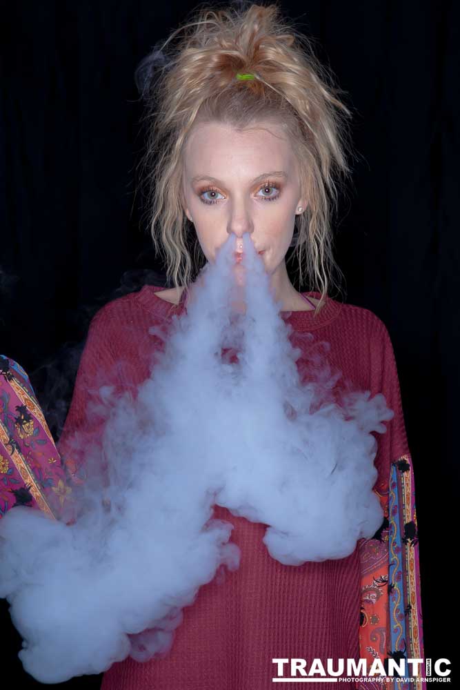 Austin asked if she and Mary could come over with their friend Kat and do a quick shoot with a Vaping theme.  Here's what we were able to do on short notice.