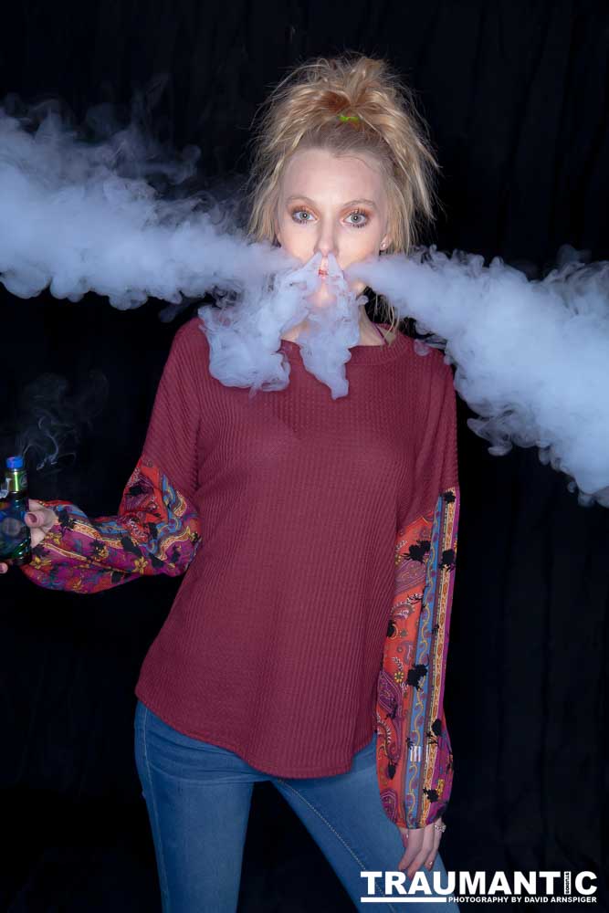 Austin asked if she and Mary could come over with their friend Kat and do a quick shoot with a Vaping theme.  Here's what we were able to do on short notice.