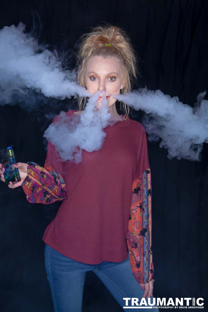 Austin asked if she and Mary could come over with their friend Kat and do a quick shoot with a Vaping theme.  Here's what we were able to do on short notice.