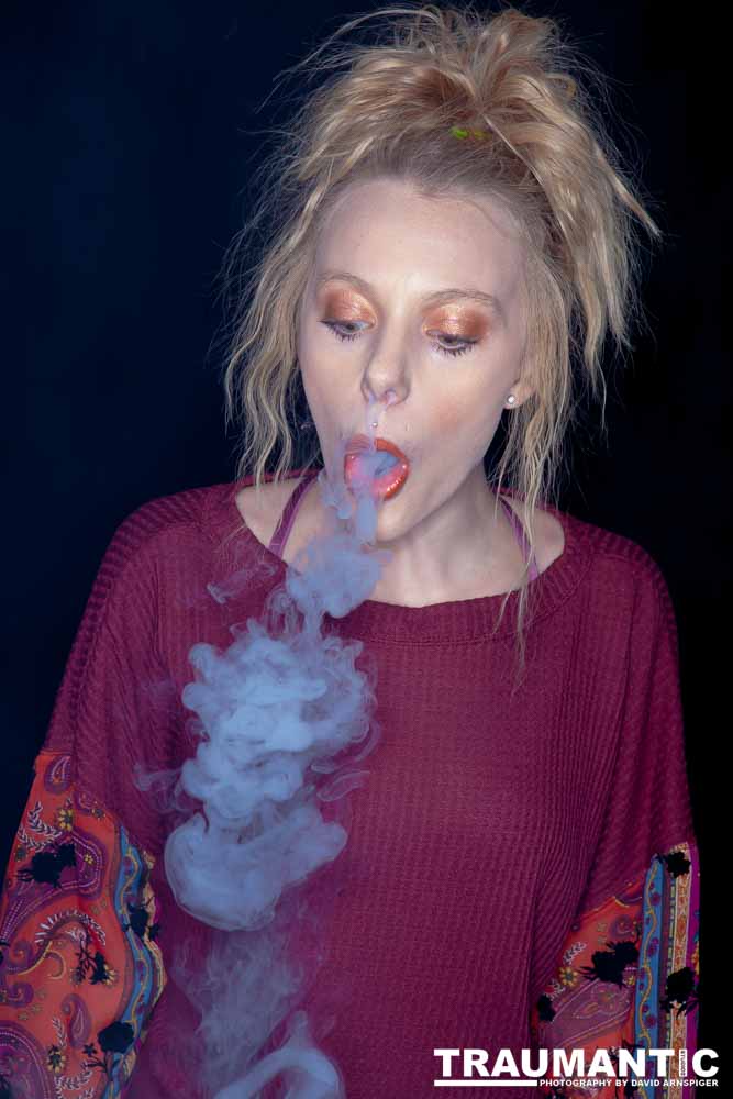 Austin asked if she and Mary could come over with their friend Kat and do a quick shoot with a Vaping theme.  Here's what we were able to do on short notice.