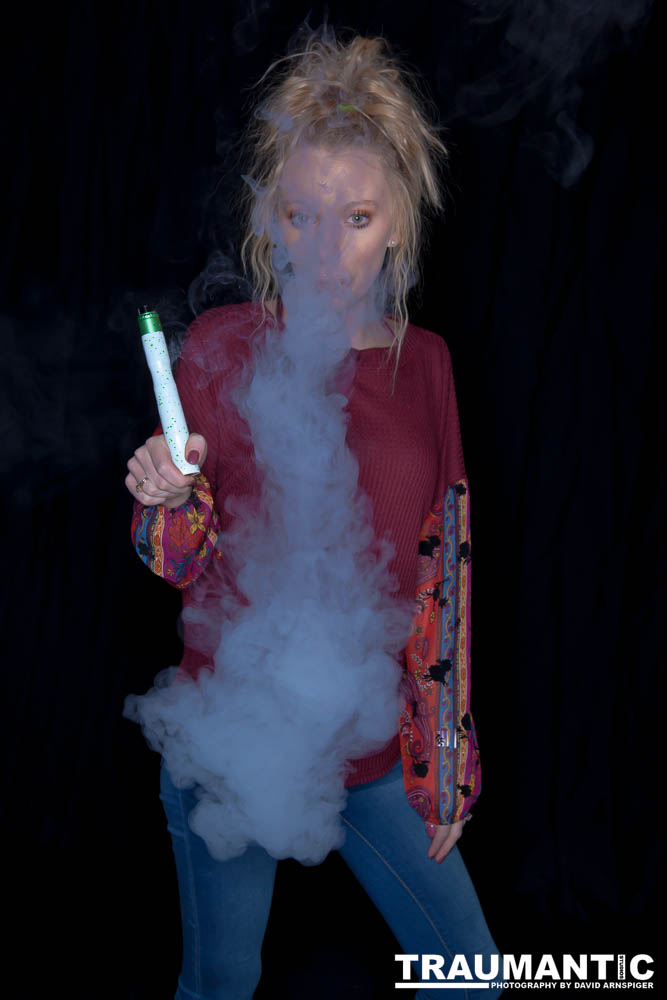 Austin asked if she and Mary could come over with their friend Kat and do a quick shoot with a Vaping theme.  Here's what we were able to do on short notice.