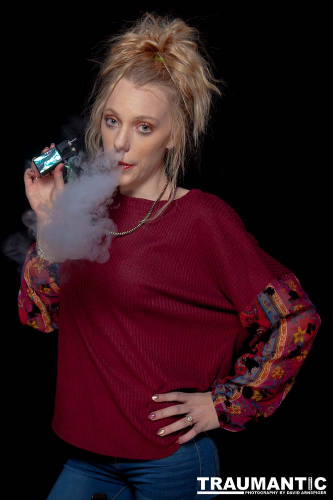Austin asked if she and Mary could come over with their friend Kat and do a quick shoot with a Vaping theme.  Here's what we were able to do on short notice.