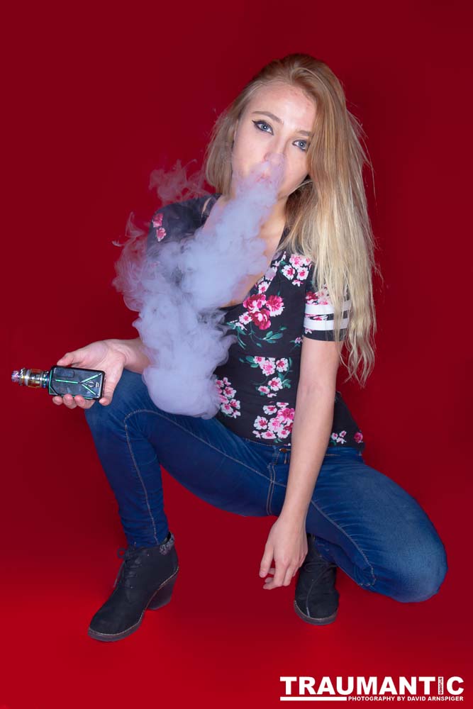 Austin asked if she and Mary could come over with their friend Kat and do a quick shoot with a Vaping theme.  Here's what we were able to do on short notice.
