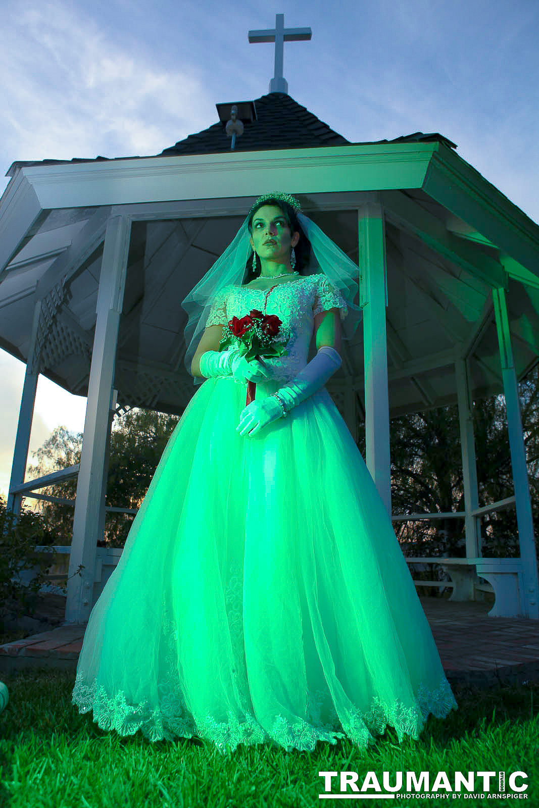 Jenna had a concept for a dead bride she wanted to do.  She handled the wardrobe and makeup, and we decided on this cool gazebo location in Canyon Country.  The final shots came out really good.